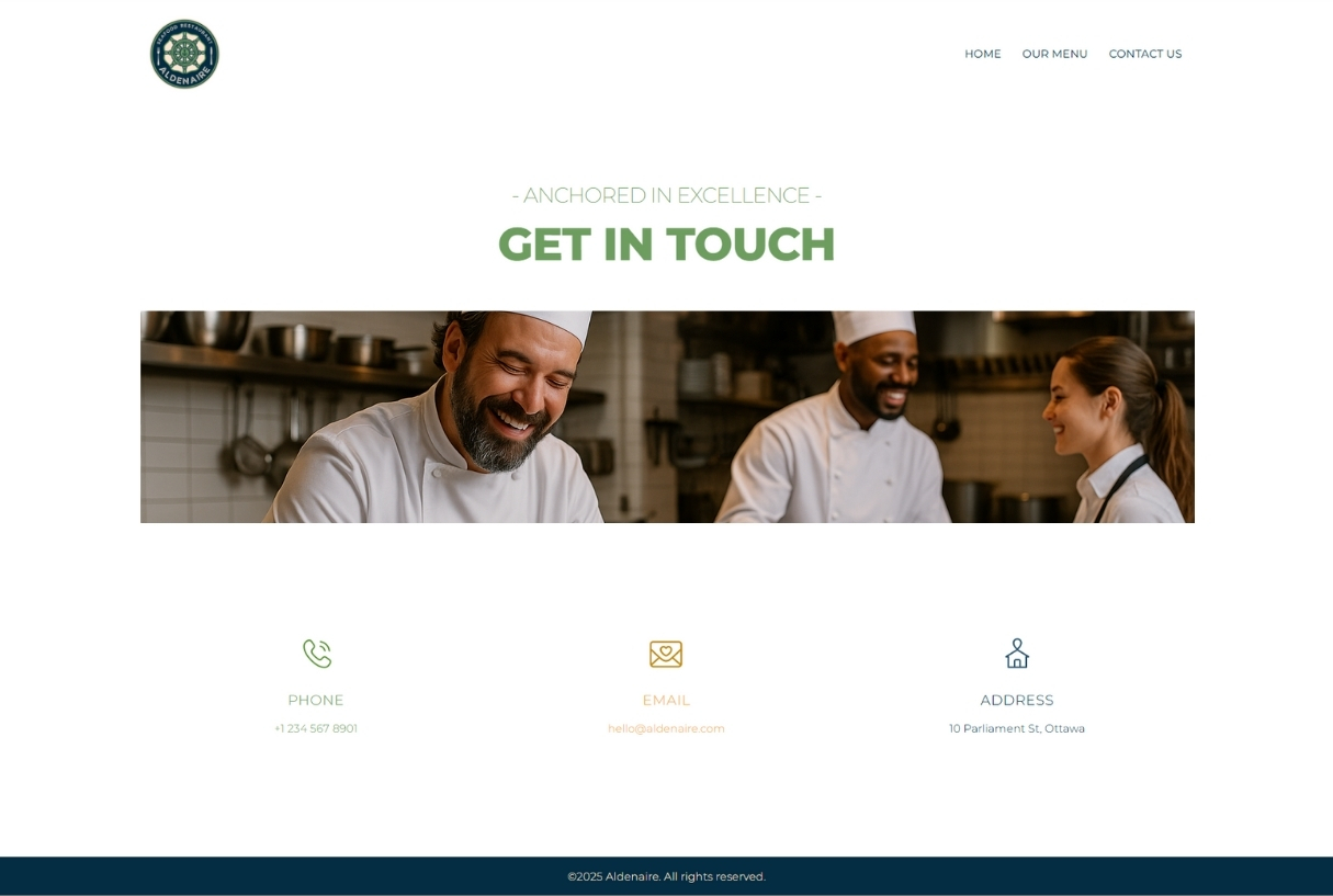 Aldenaire contact page