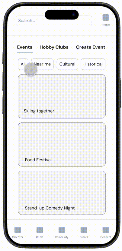 Screen recording showing horizontal filters before and after user testing.