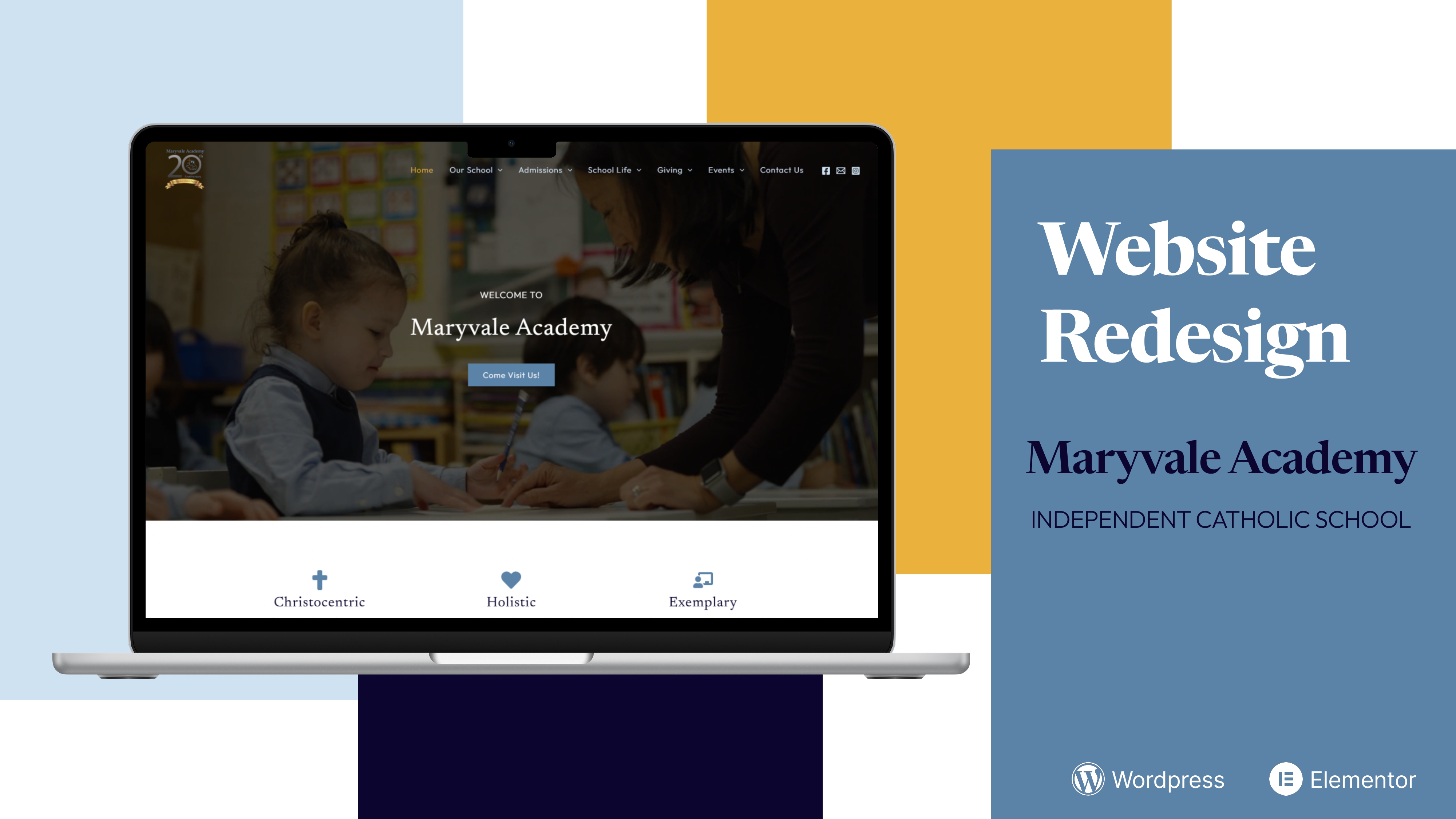 Maryvale Academy Independent School website redesign using Wordpress and Elementor