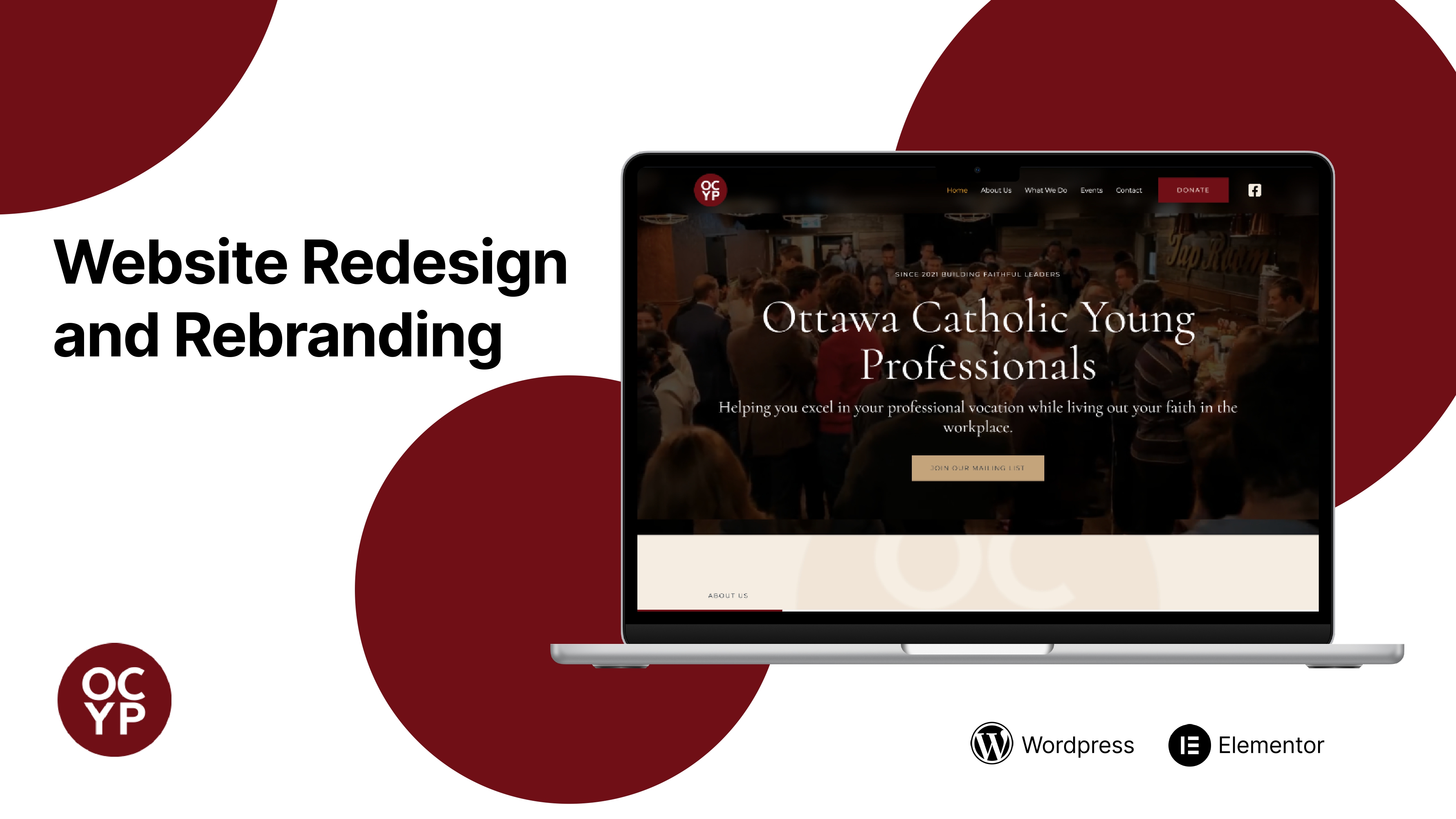 OCYP website redesign using Wordpress and Elementor